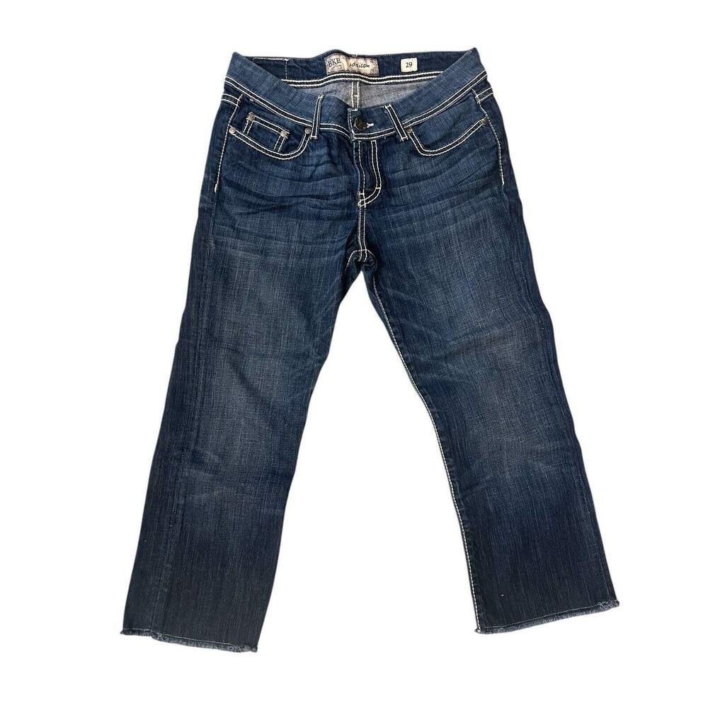 BKE‎ Buckle Addison Straight Crop Raw Hem Low Rise Stretch Jeans Womens Size 29